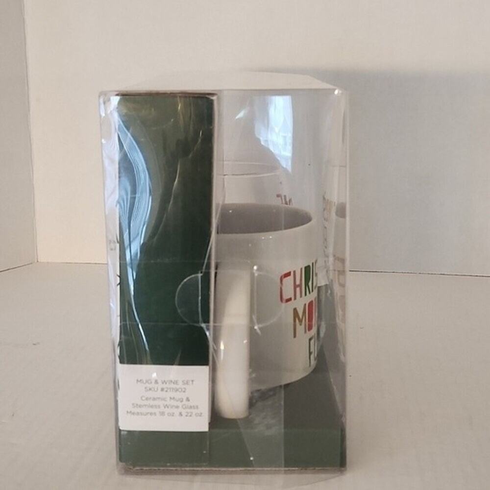 Kirkland's Christmas By Kirkland's Christmas Mug & Wine Set Multi Color Modern - Picture 4 of 7